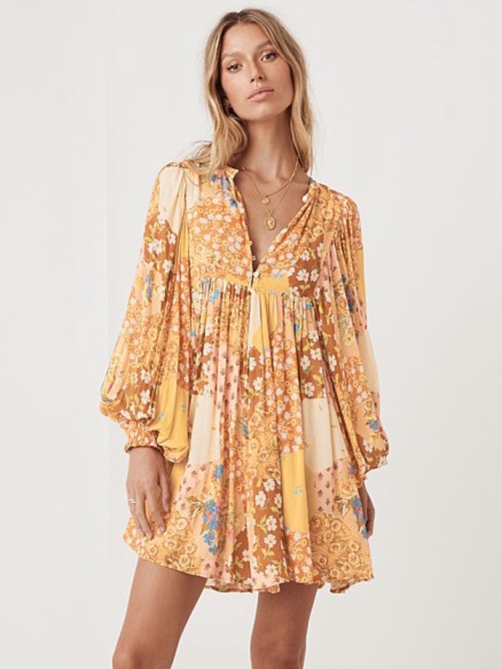 Spell Freda Boho Floral Patchwork Mini Dress